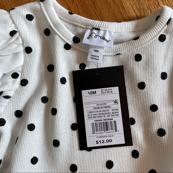 Art Class Ribbed Cream Polka Dot Dress Sz 18M NWT - Picture 3 of 8